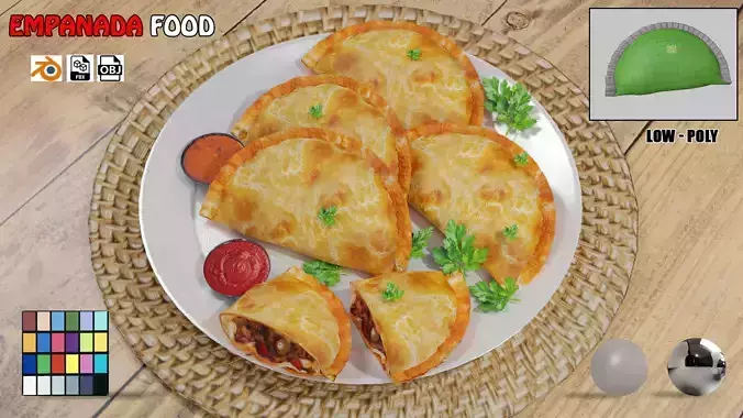 empanada food  3D Low-poly 3D model