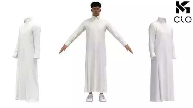 Classic Thobe Middle Eastern Thobe Traditional Arabic Clothing 3D model