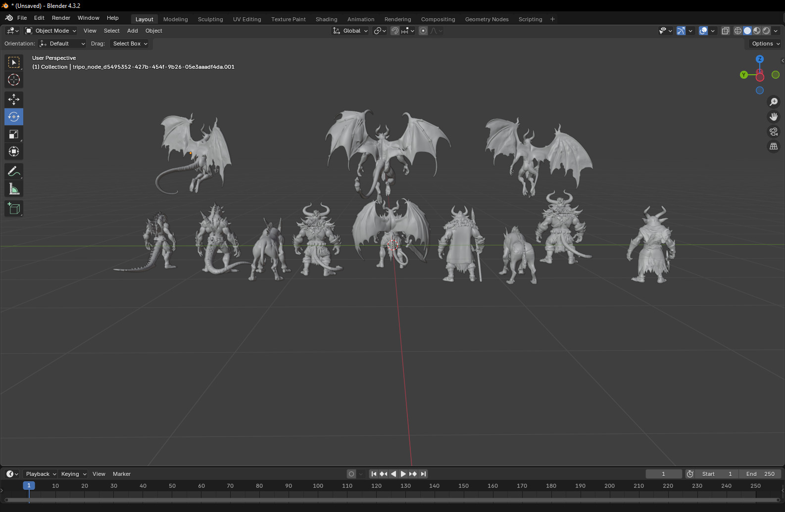 Demonic and Draconic Fantasy Character Lineup Blender 3D Models Low-poly 3D model_3