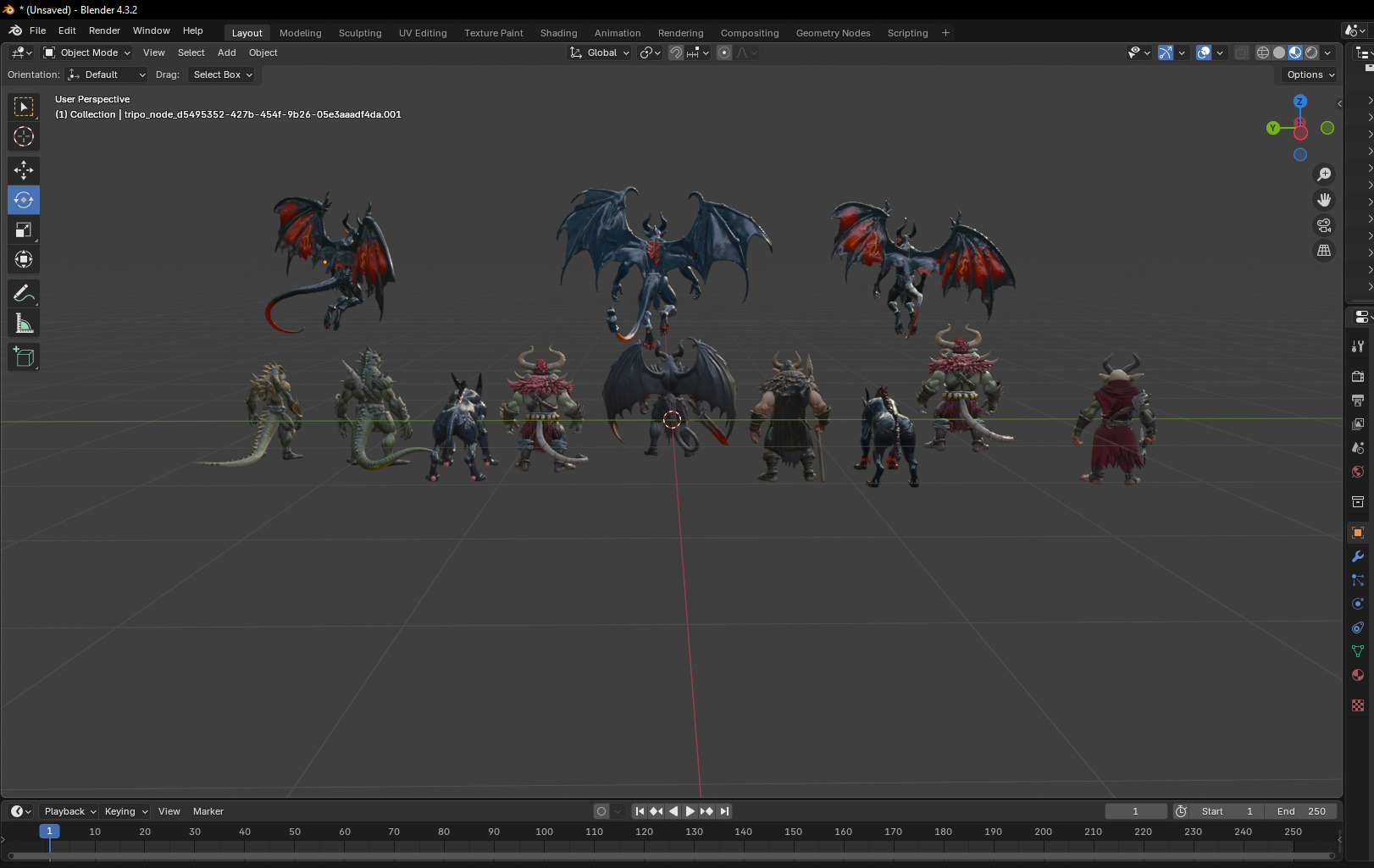Demonic and Draconic Fantasy Character Lineup Blender 3D Models Low-poly 3D model_1
