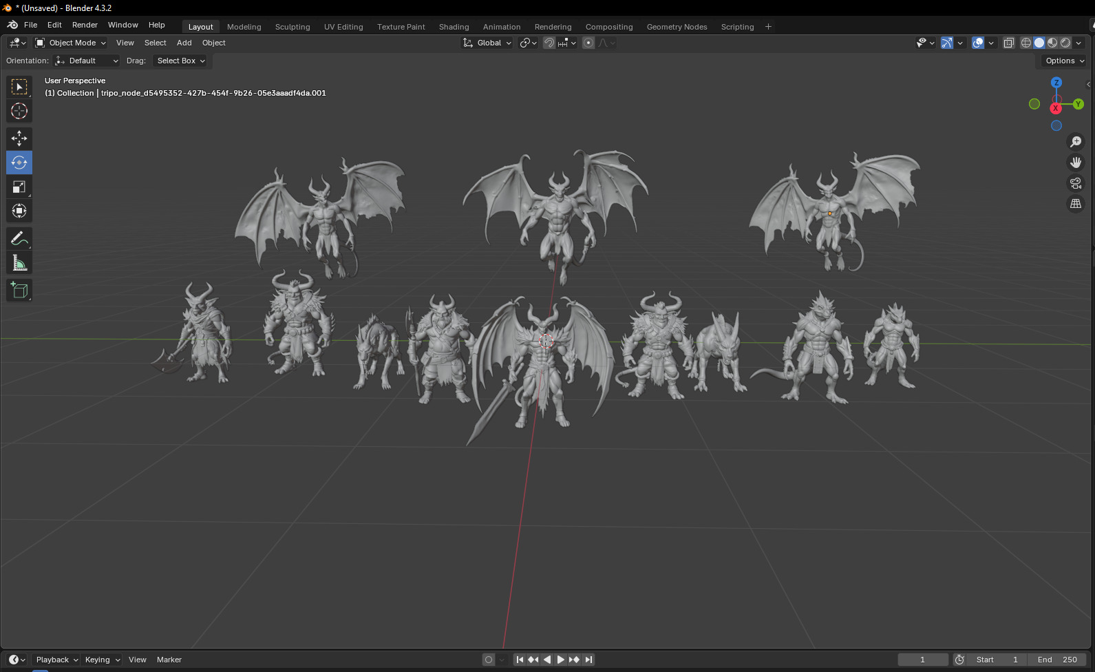 Demonic and Draconic Fantasy Character Lineup Blender 3D Models Low-poly 3D model_2