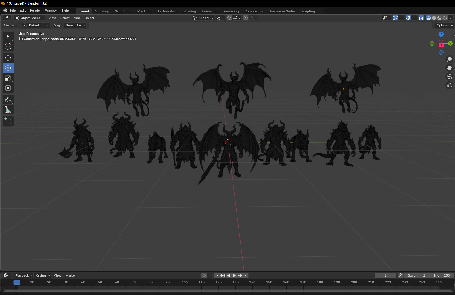 Demonic and Draconic Fantasy Character Lineup Blender 3D Models Low-poly 3D model_4