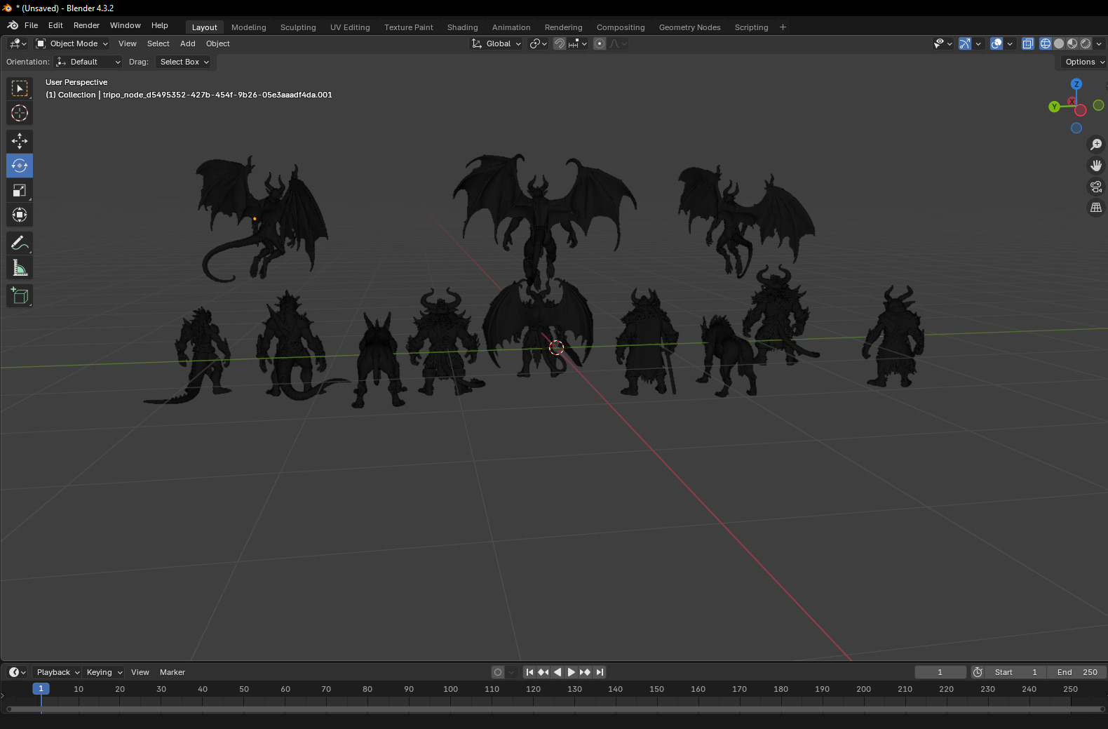 Demonic and Draconic Fantasy Character Lineup Blender 3D Models Low-poly 3D model_5