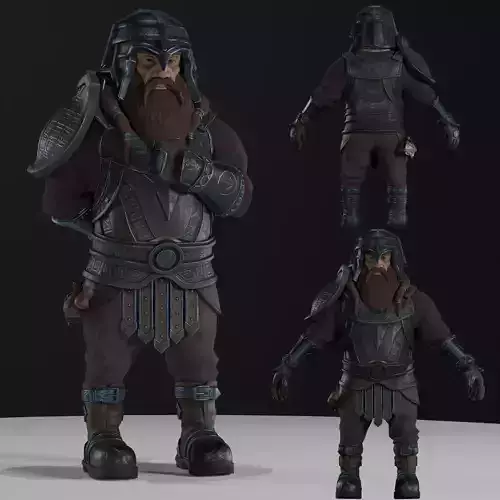 Dwarf Character Low-poly 3D model