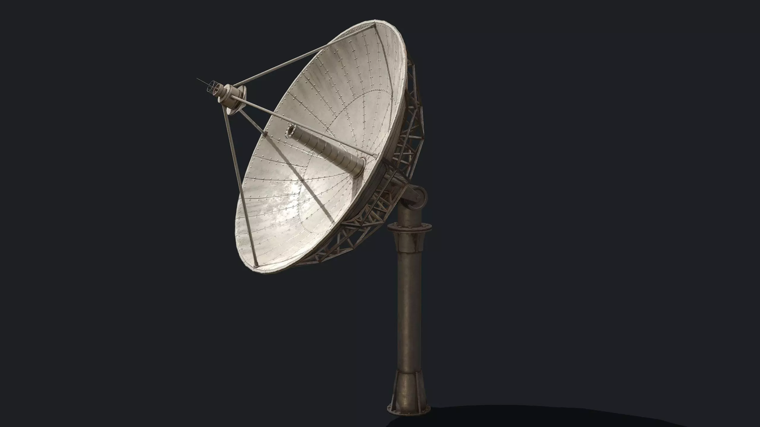Space satellite signaler antenna Low-poly 3D model_0