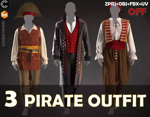 3 MEN PIRATE OUTFIT