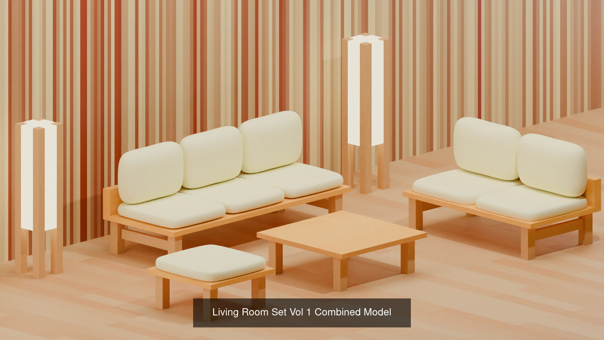 Living Room Set Vol 01  Full Scene Combo 3D Model Collection_2