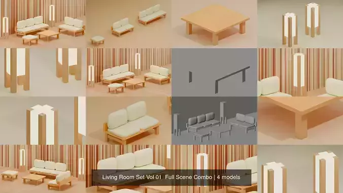Living Room Set Vol 01  Full Scene Combo