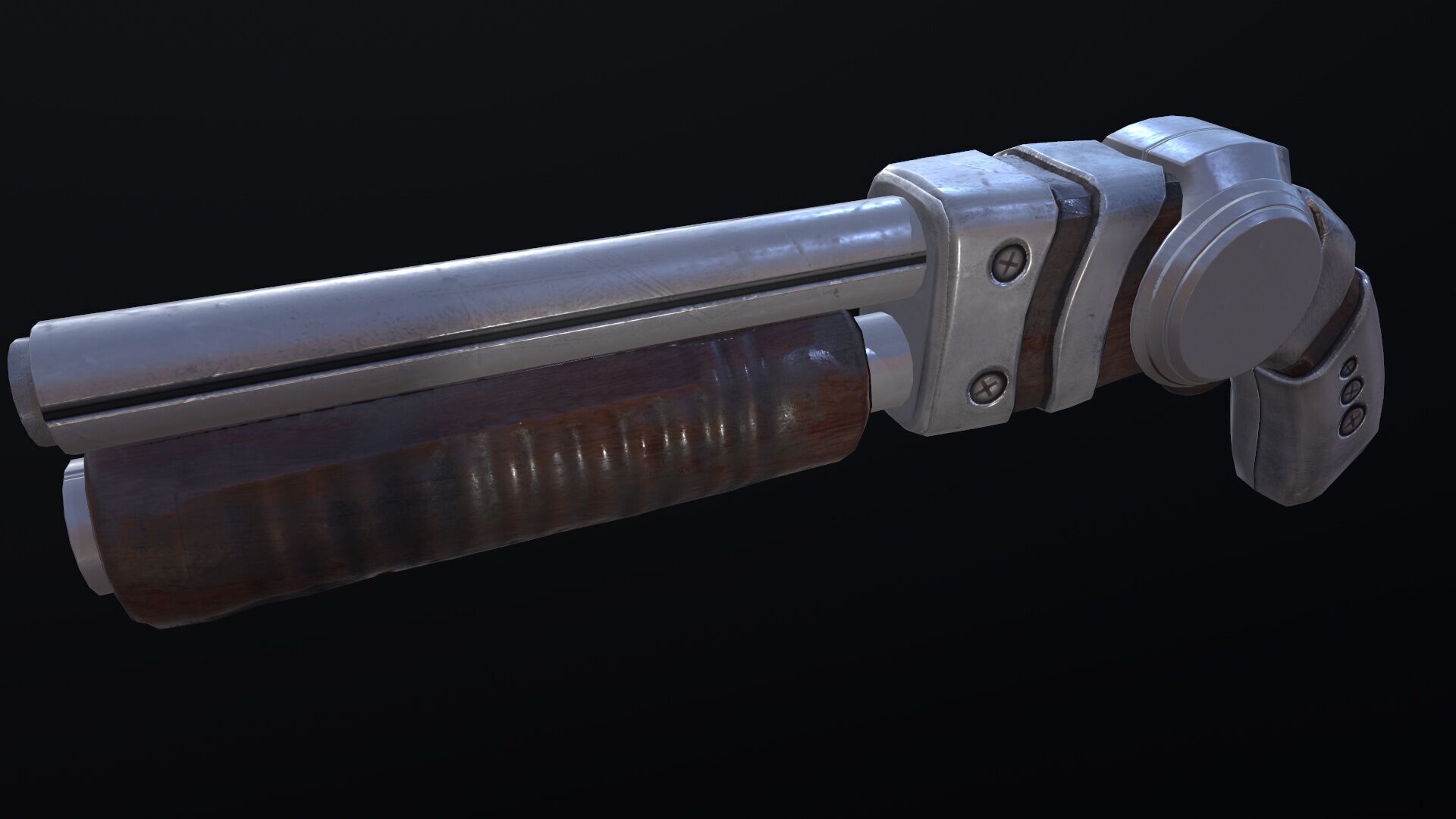 Futuristic Shotgun Low-poly 3D model_12