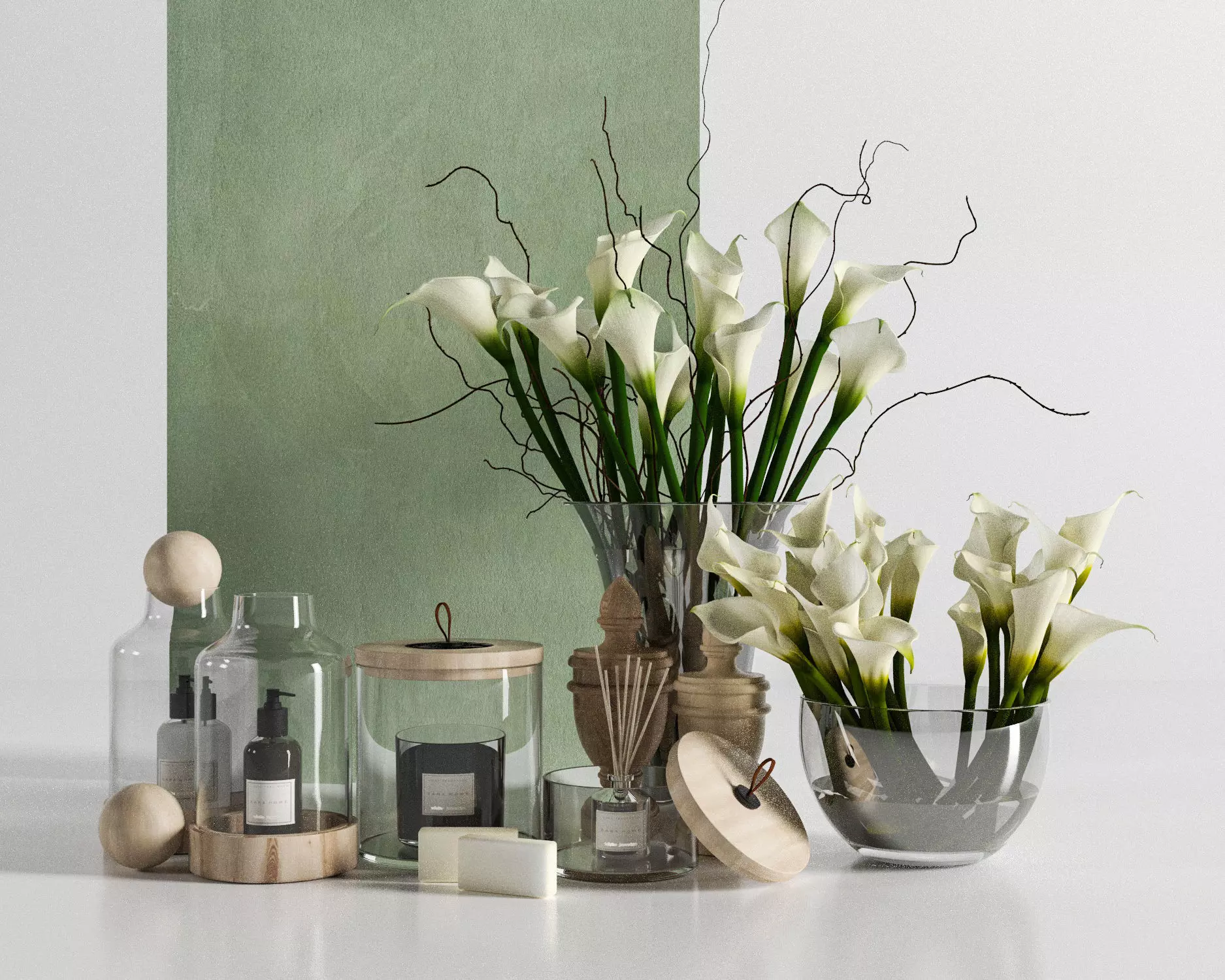 Calla Lily Decoration Set and Aromatherapy Accessories 3D model_0