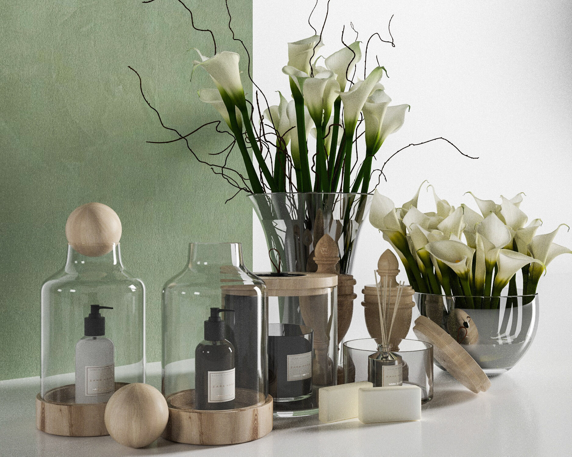 Calla Lily Decoration Set and Aromatherapy Accessories 3D model_1