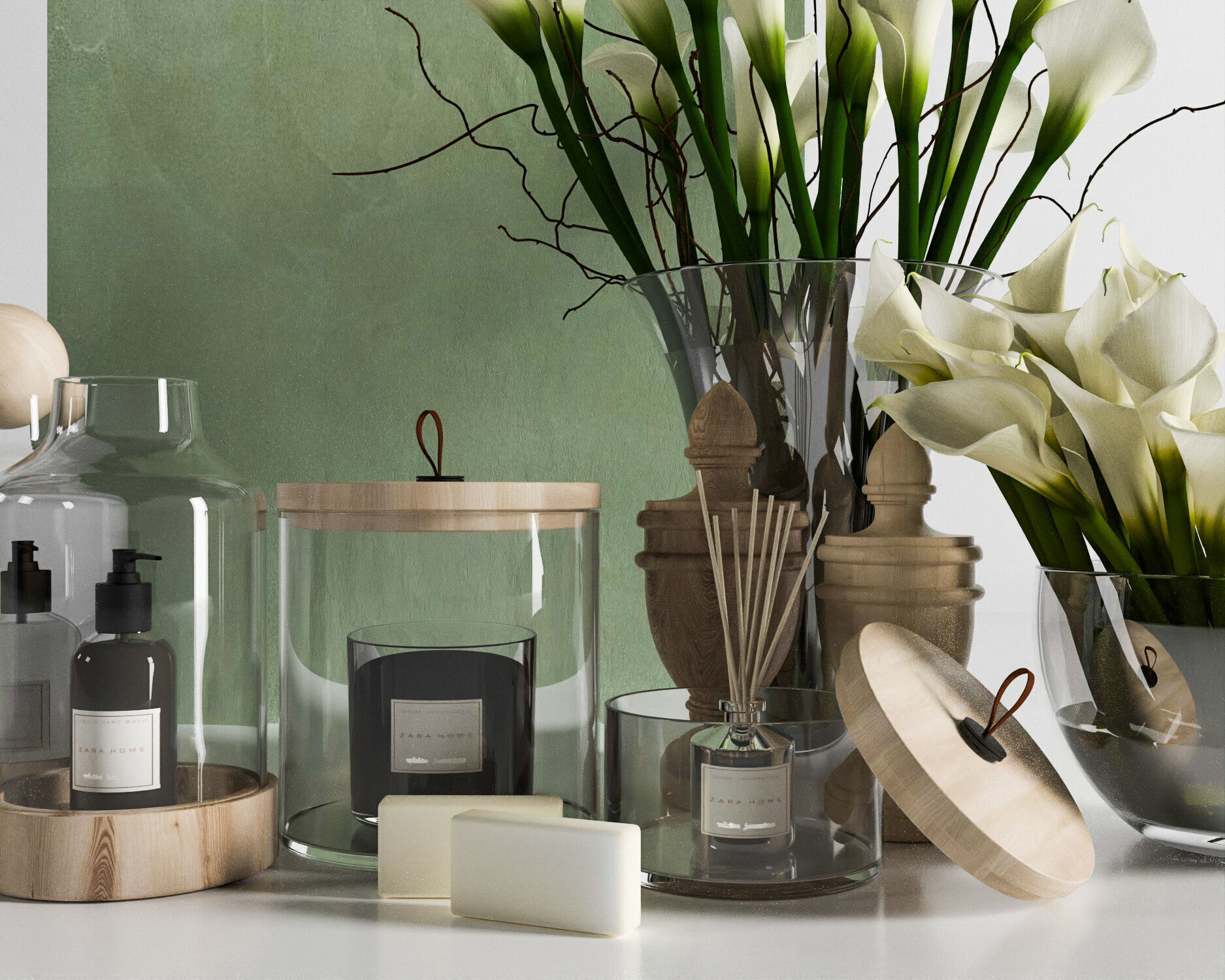 Calla Lily Decoration Set and Aromatherapy Accessories 3D model_3