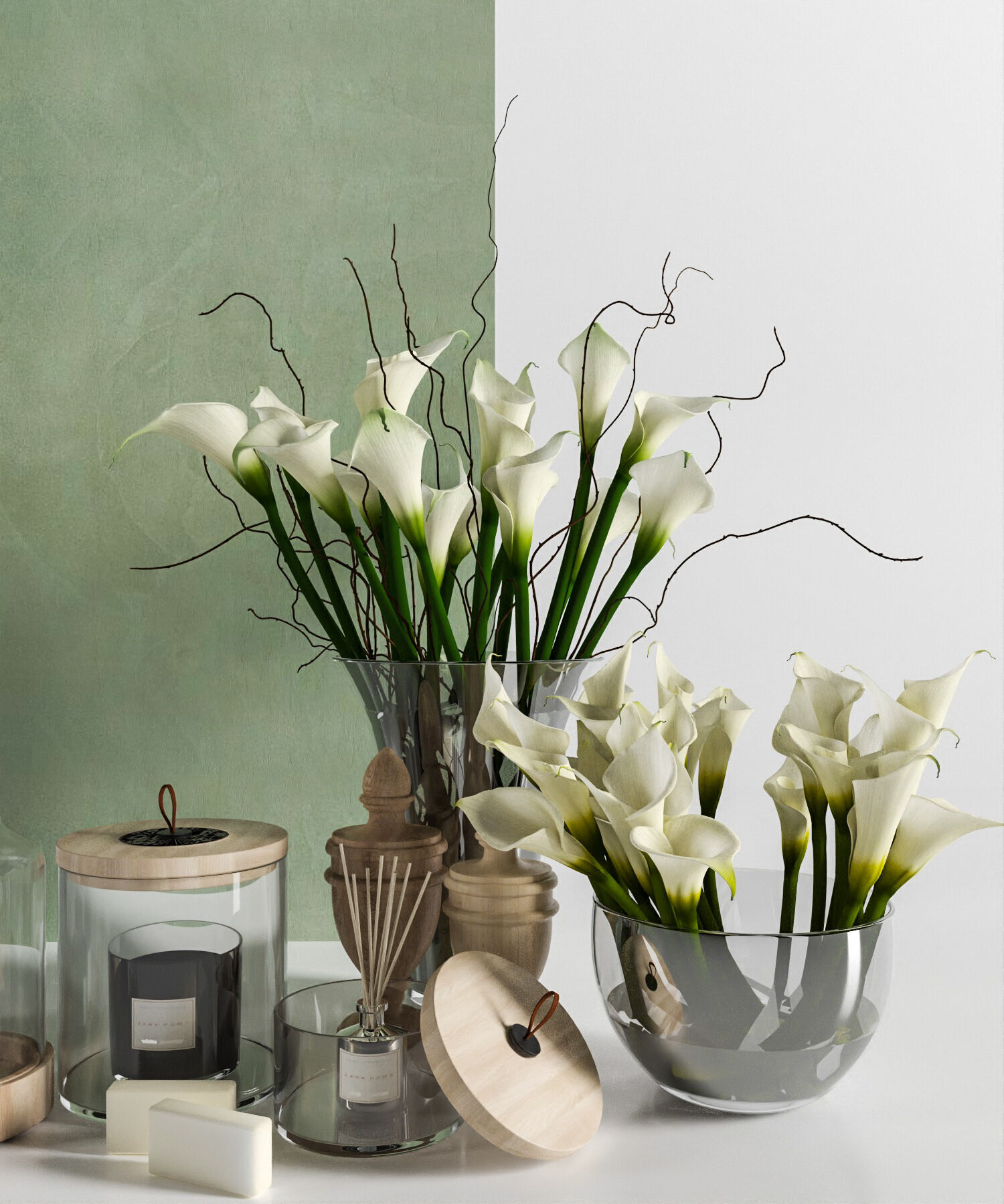 Calla Lily Decoration Set and Aromatherapy Accessories 3D model_4