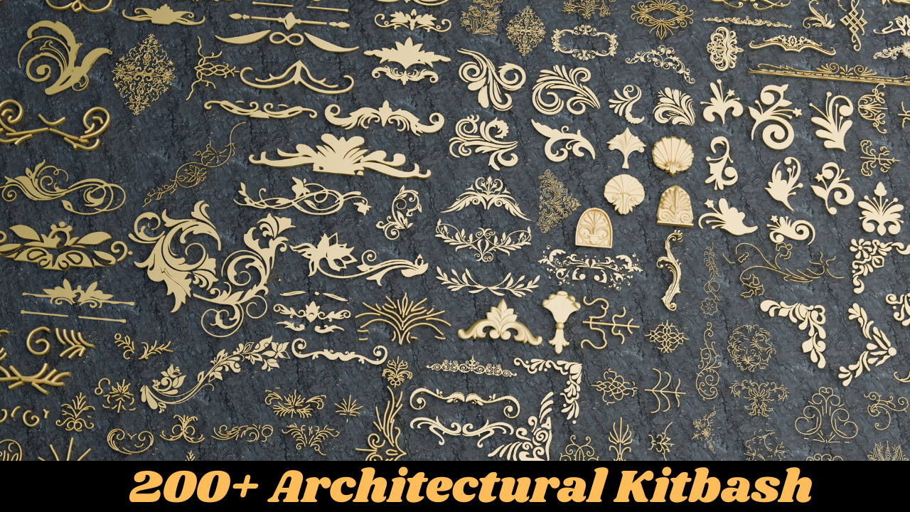 200 plus Architectural Kitbash Pack Low-poly 3D model_1