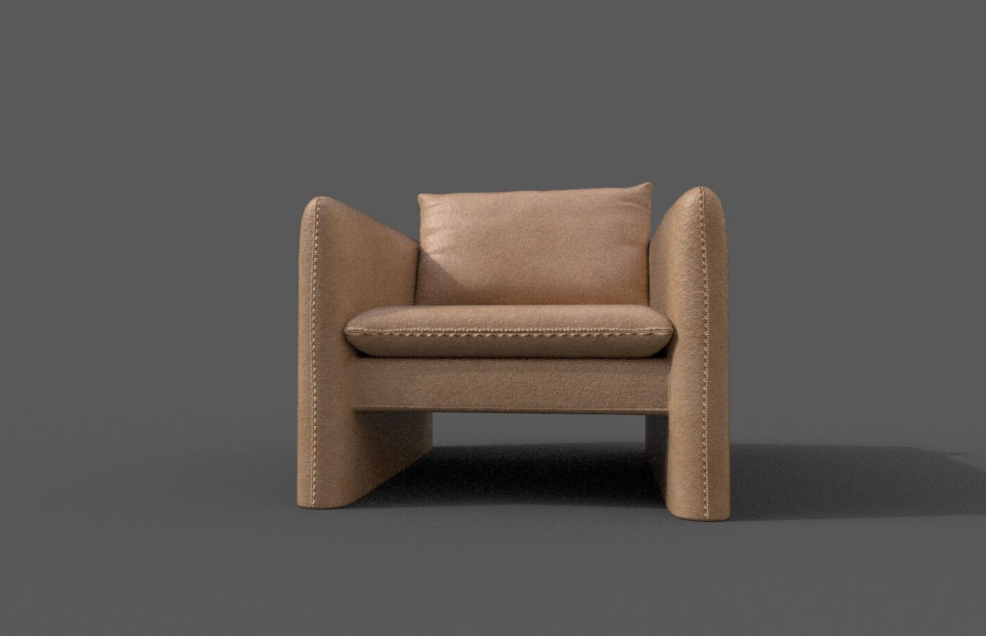 Modern Armchair Low-poly 3D model_1