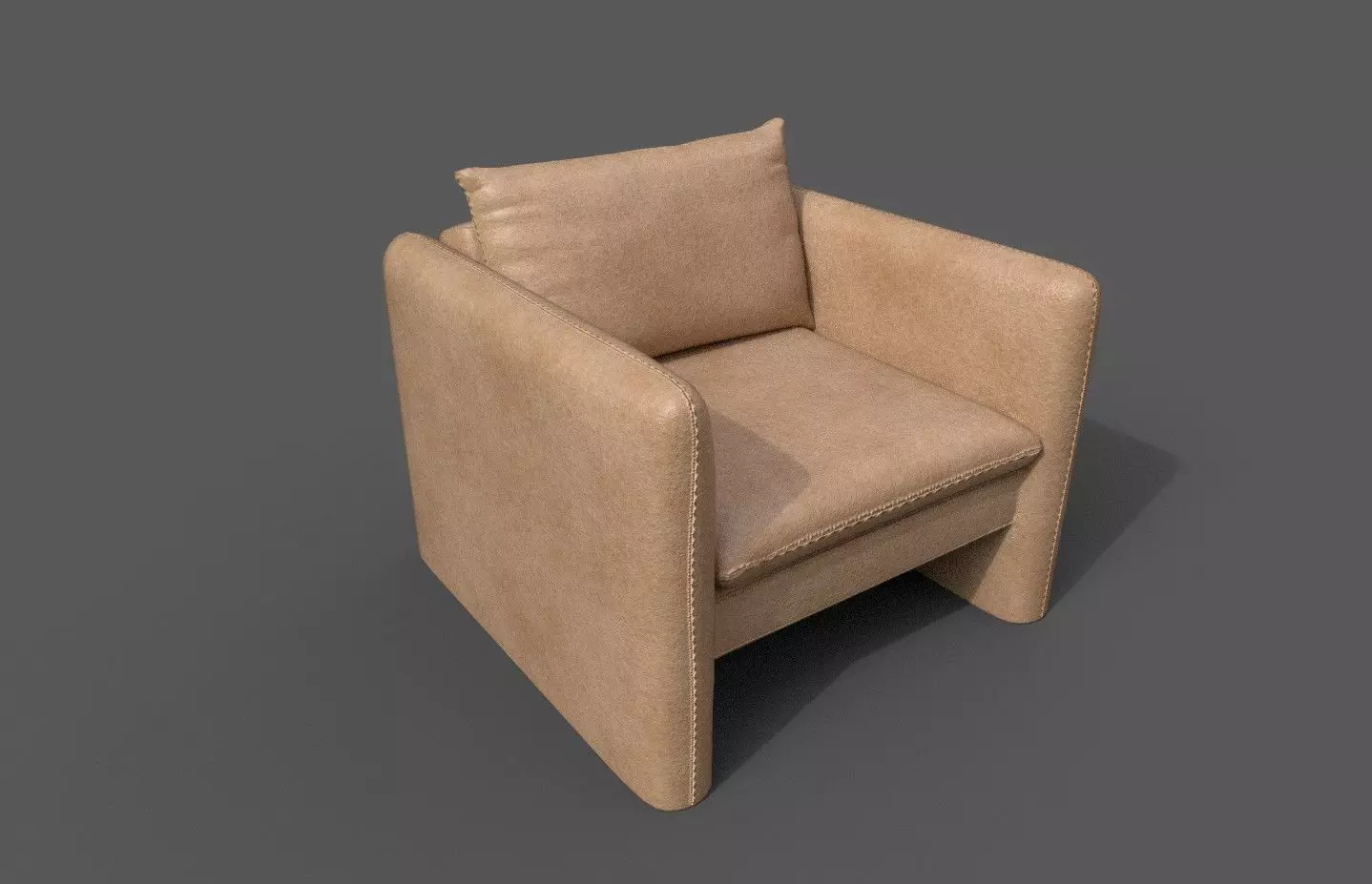 Modern Armchair Low-poly 3D model_0