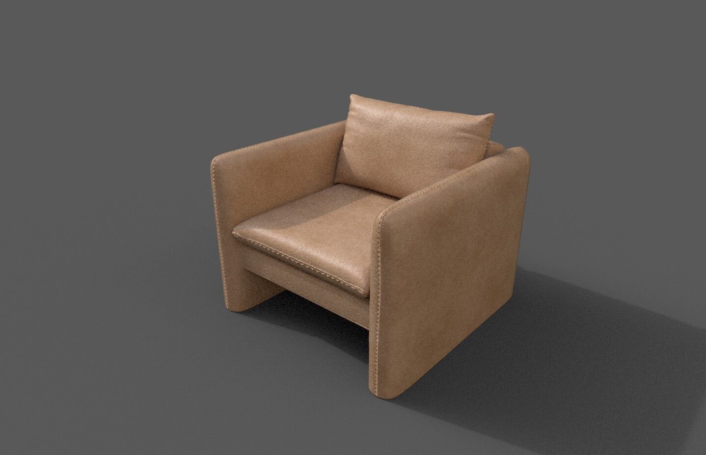 Modern Armchair Low-poly 3D model_2