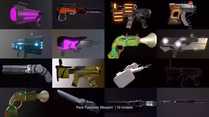 Pack Futuristic Weapon  3D Model Collection