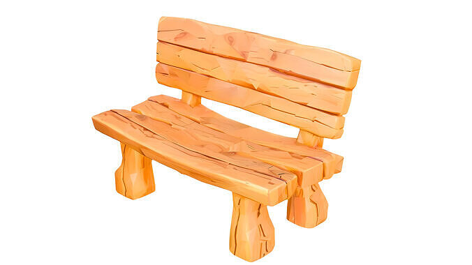 Wooden Bench   Low-Poly Asset    2500 Polycount    FBX  OBJ  STL Low-poly 3D model