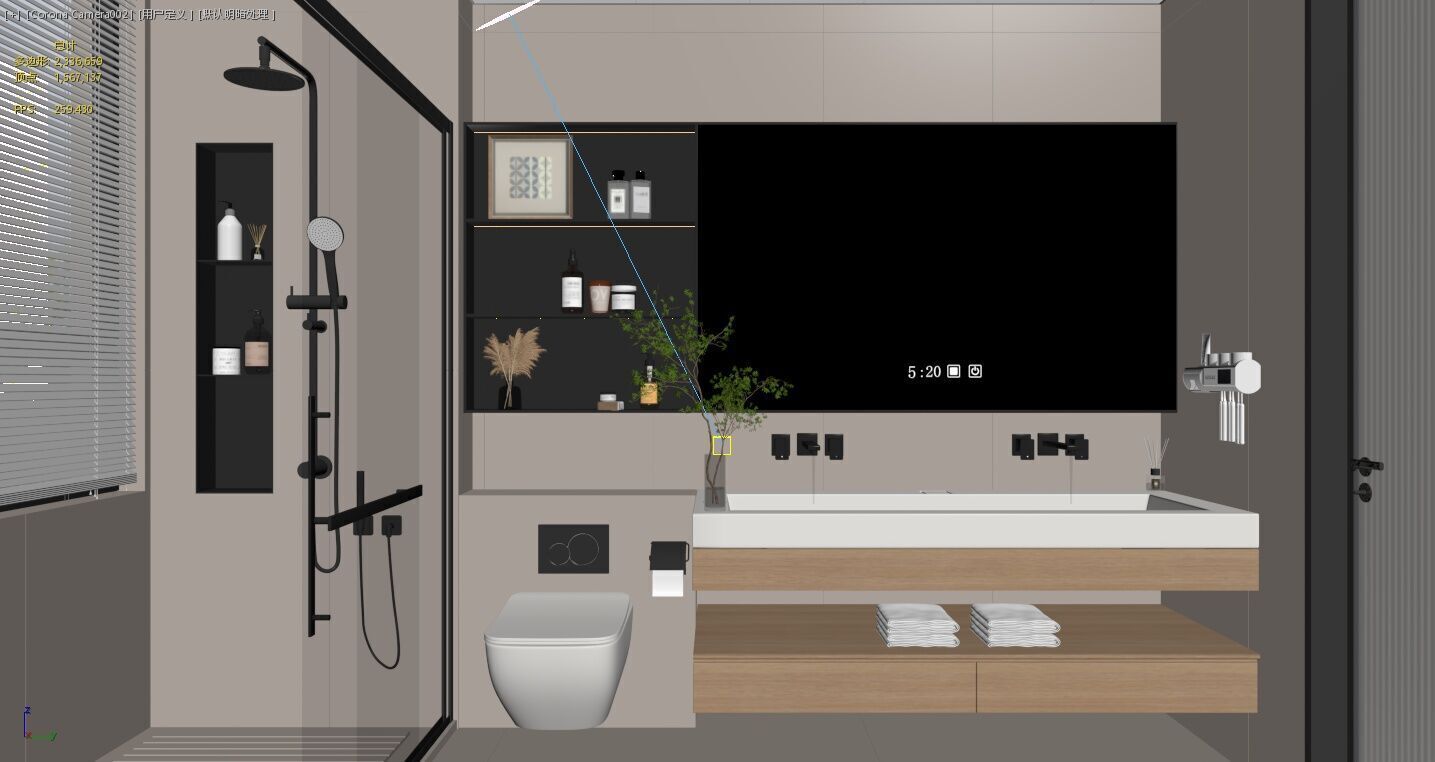 Modern Style Interior Bathroom 3D Scene CORONA 3D model_1