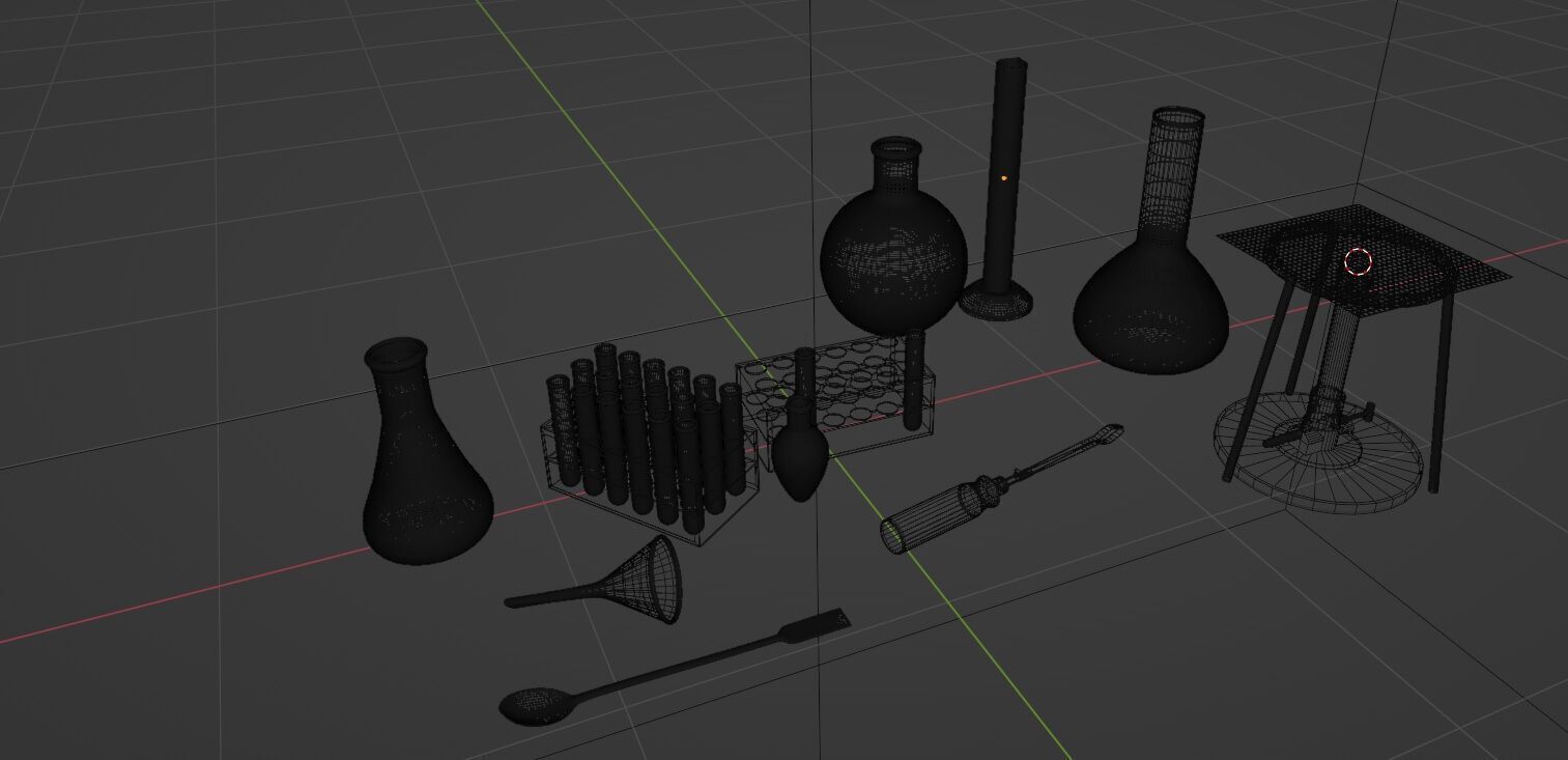 Lab glassware and tools collection Low-poly 3D model_14