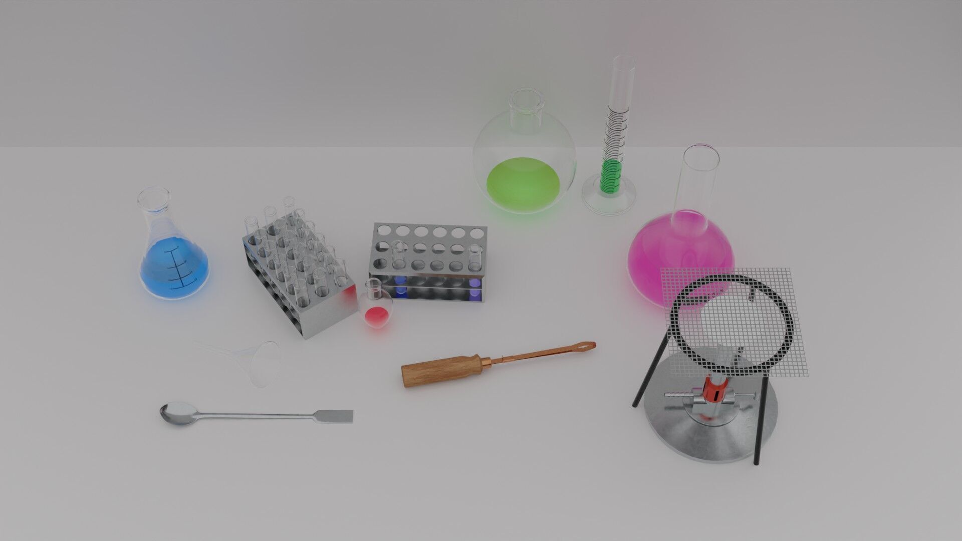 Lab glassware and tools collection Low-poly 3D model_11