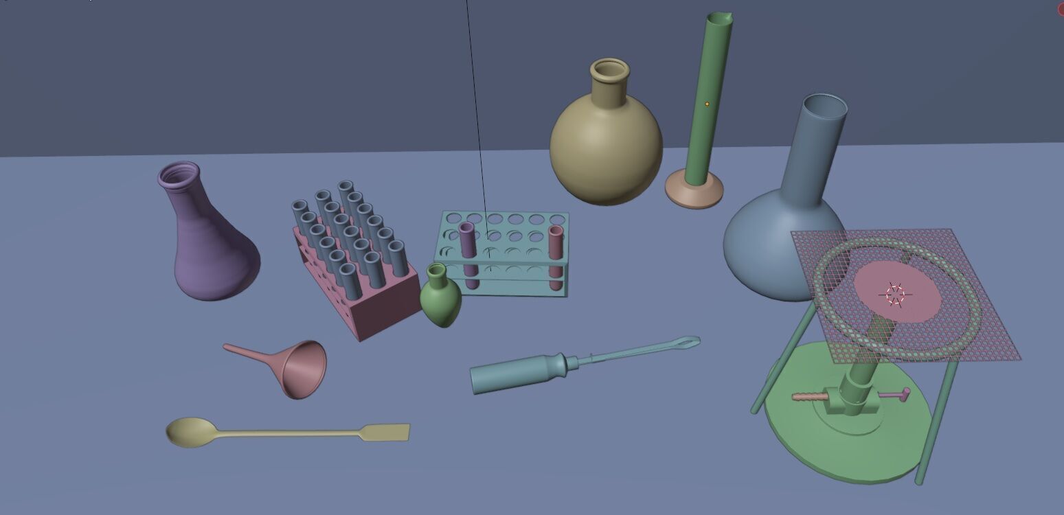Lab glassware and tools collection Low-poly 3D model_8