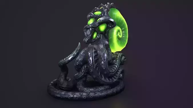 Ancient creature statue Low-poly 3D model