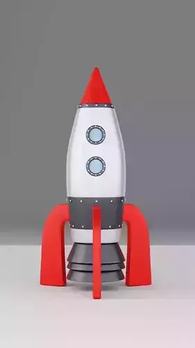 Retro Rocket 3D Printable Cartoon Spaceship