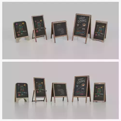 Customizable Restaurant and Cafe Chalkboard Signs 3D Model Collection