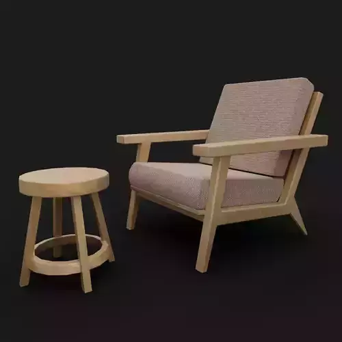 Low Poly chair and stool