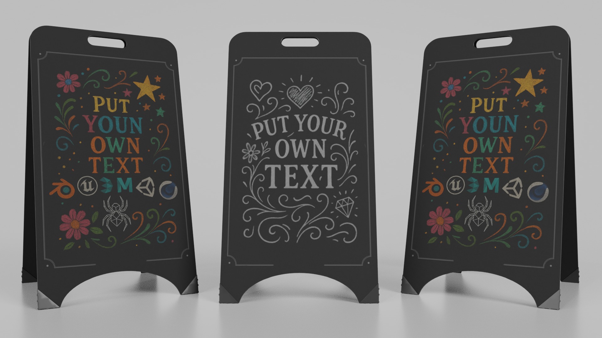 Customizable Compact and Versatile Chalkboard Signs 3D Model Collection_38