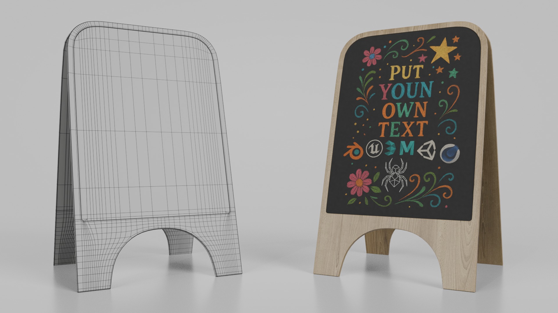 Customizable Compact and Versatile Chalkboard Signs 3D Model Collection_21