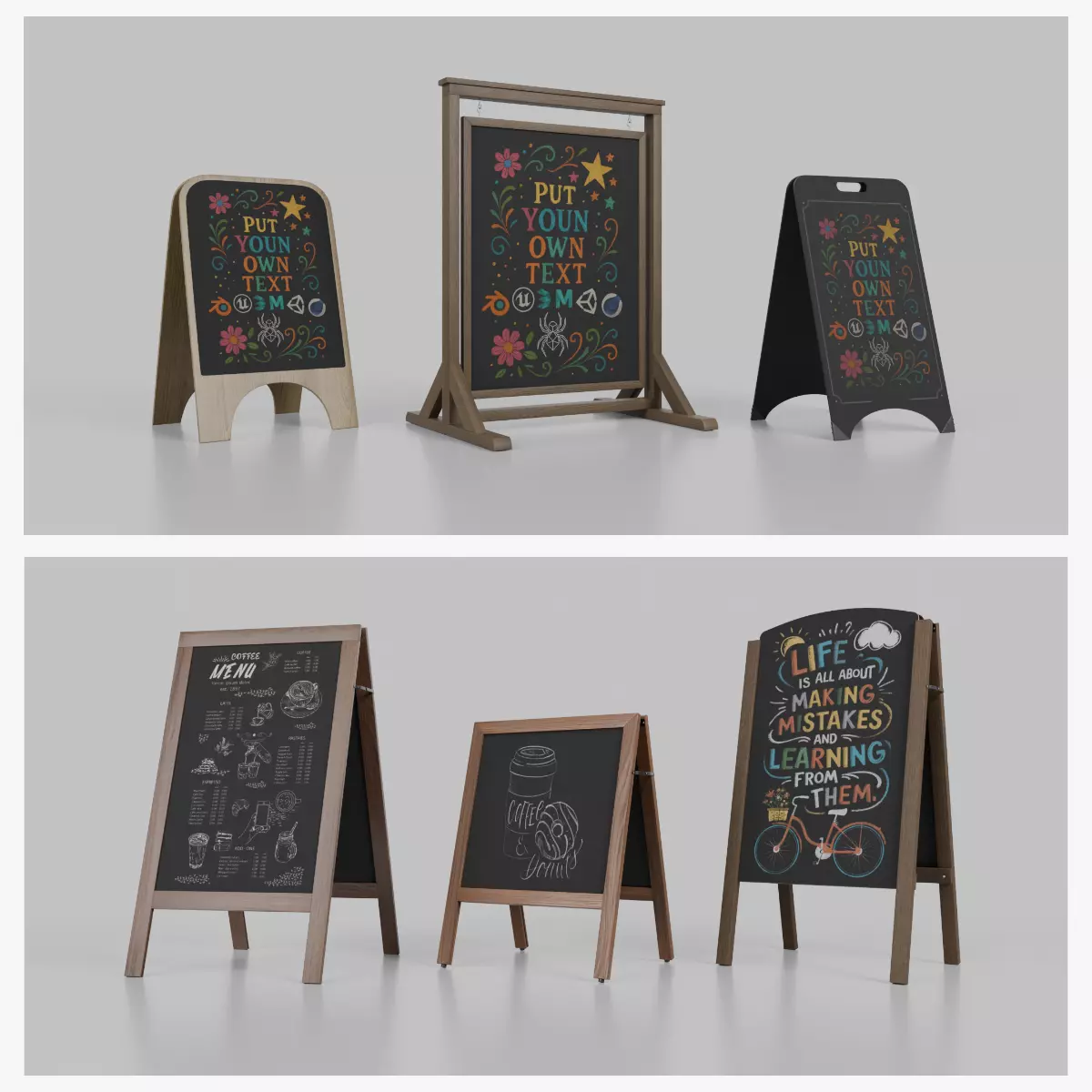 Customizable Compact and Versatile Chalkboard Signs 3D Model Collection_0
