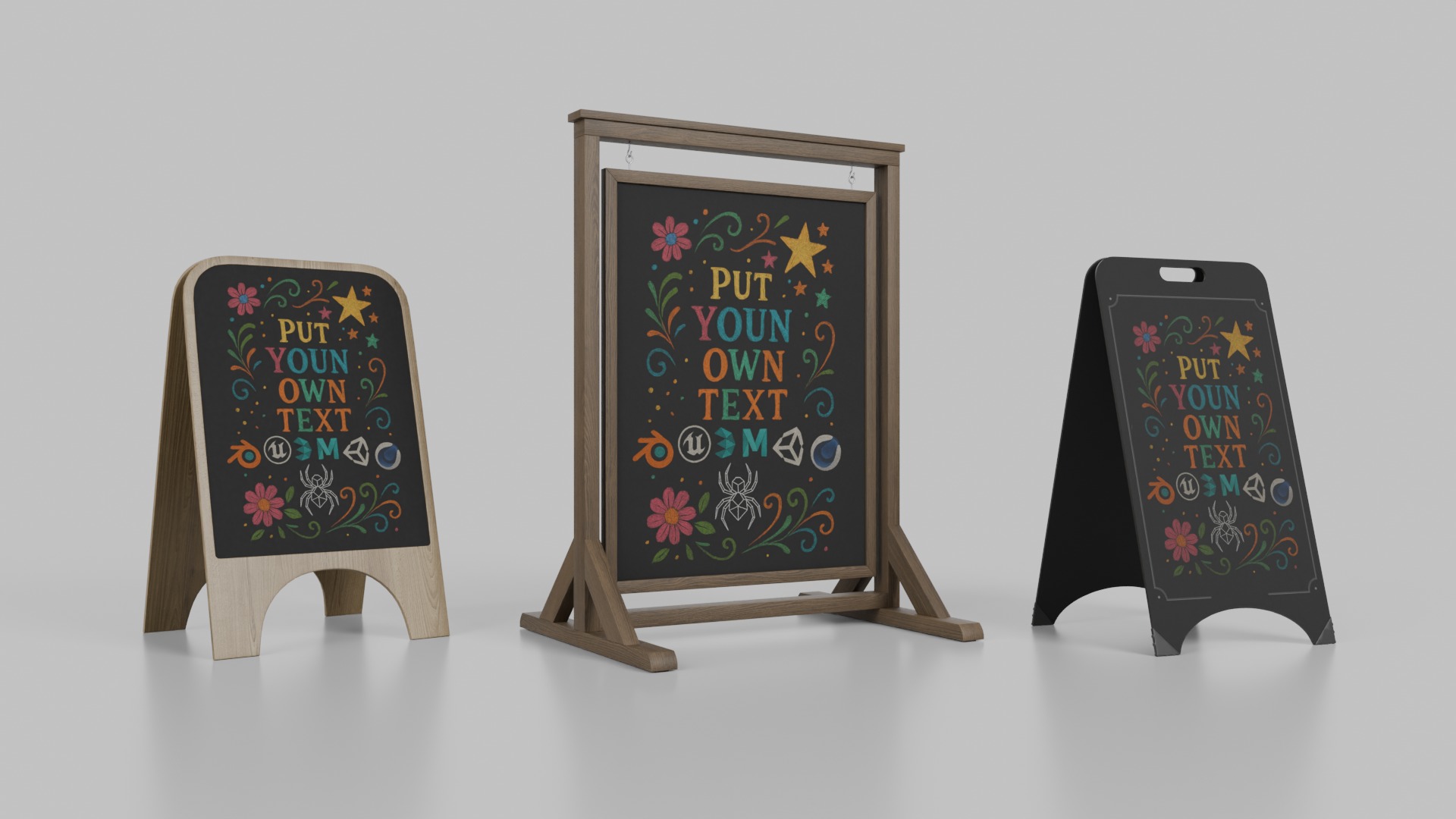 Customizable Compact and Versatile Chalkboard Signs 3D Model Collection_8