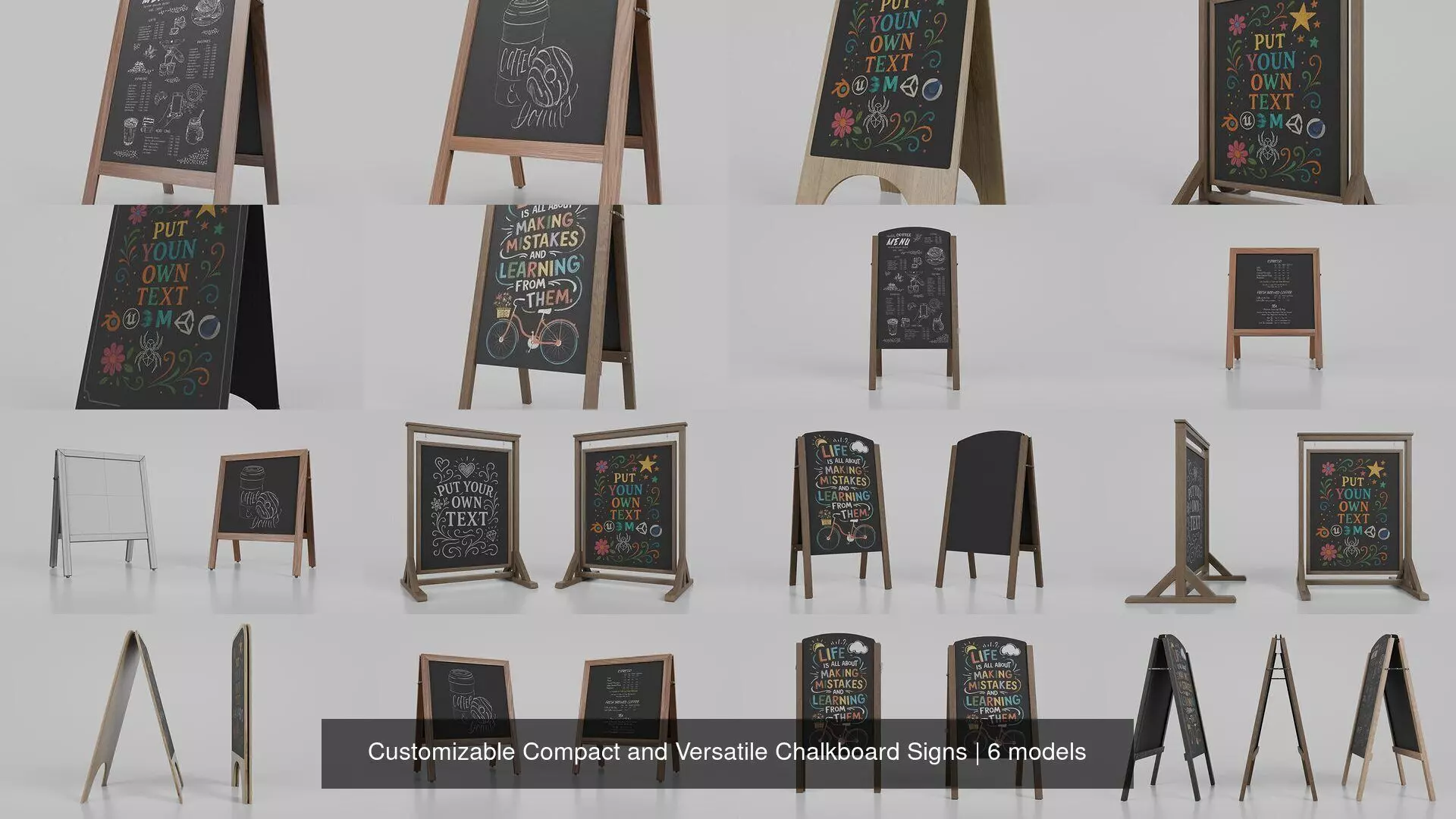 Customizable Compact and Versatile Chalkboard Signs 3D Model Collection_7