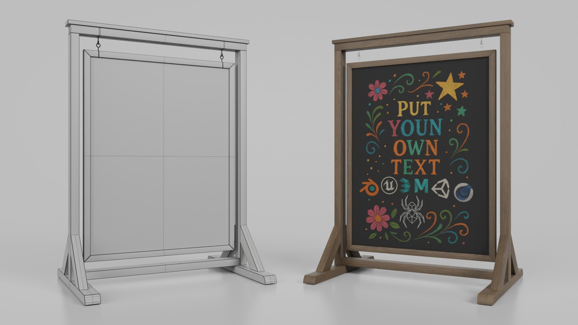 Customizable Compact and Versatile Chalkboard Signs 3D Model Collection_46