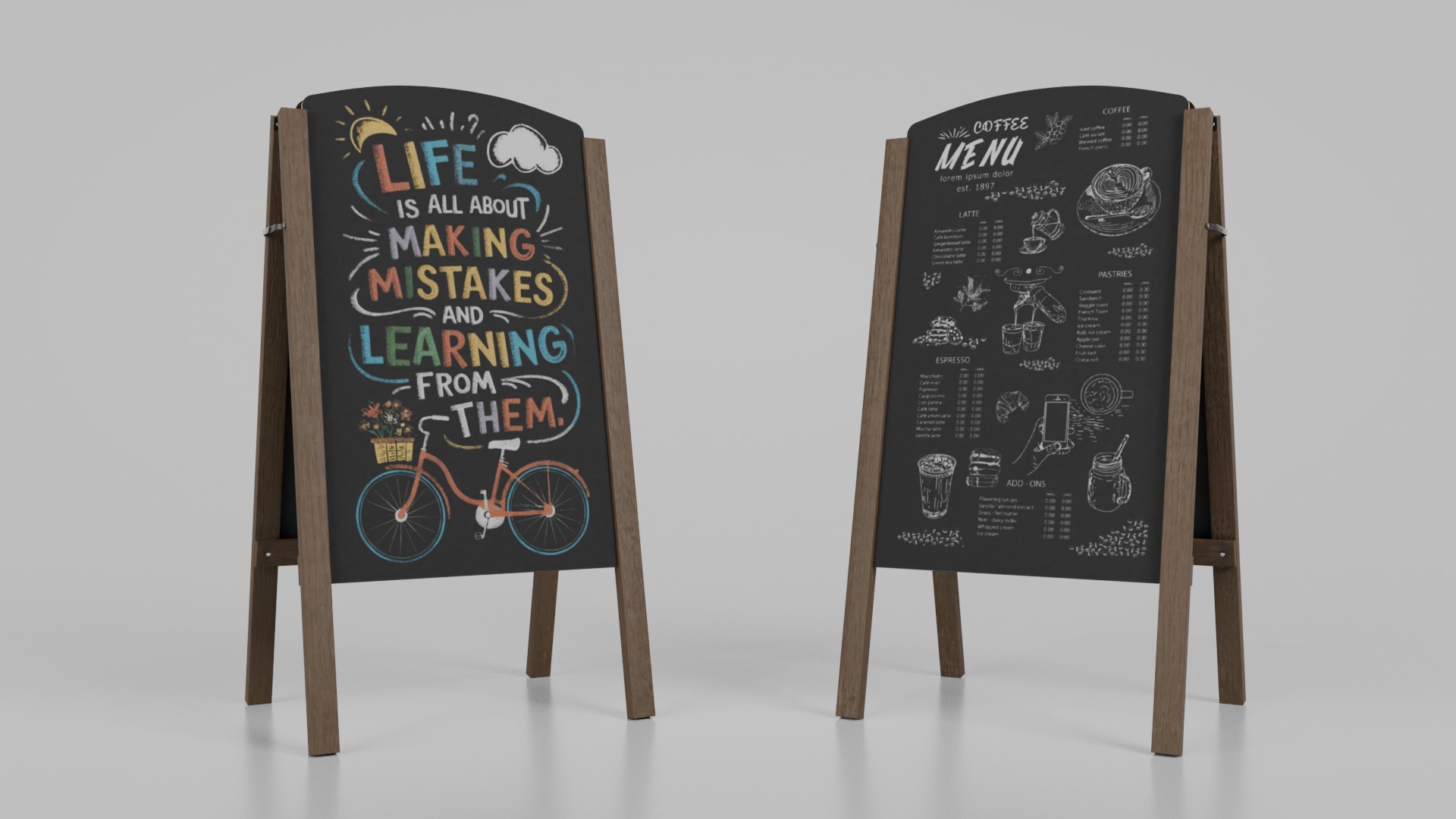 Customizable Compact and Versatile Chalkboard Signs 3D Model Collection_30