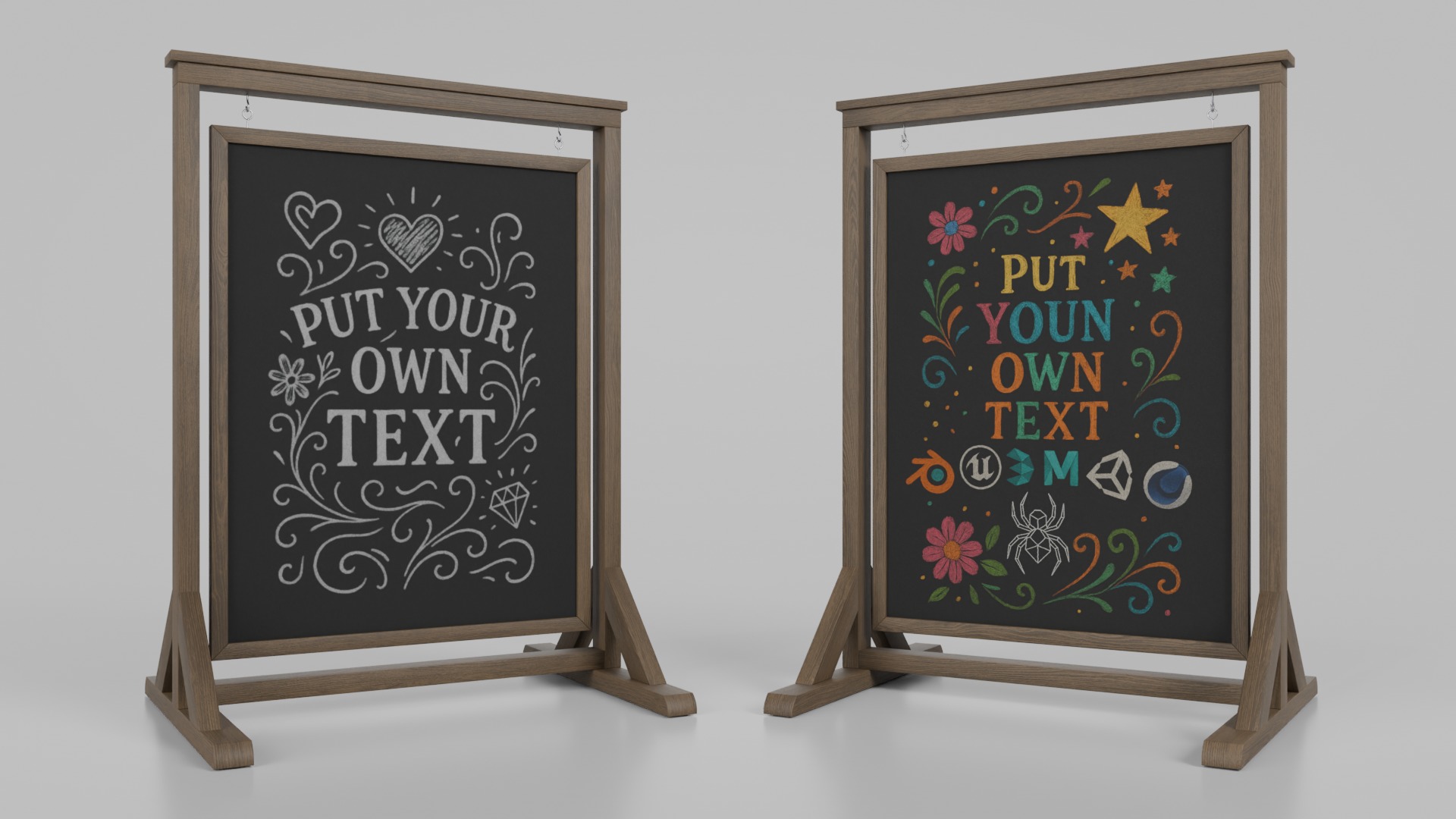 Customizable Compact and Versatile Chalkboard Signs 3D Model Collection_42