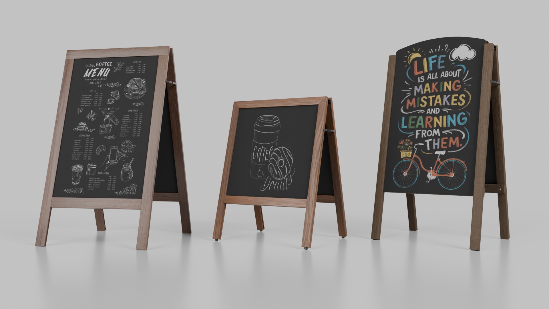 Customizable Compact and Versatile Chalkboard Signs 3D Model Collection_9
