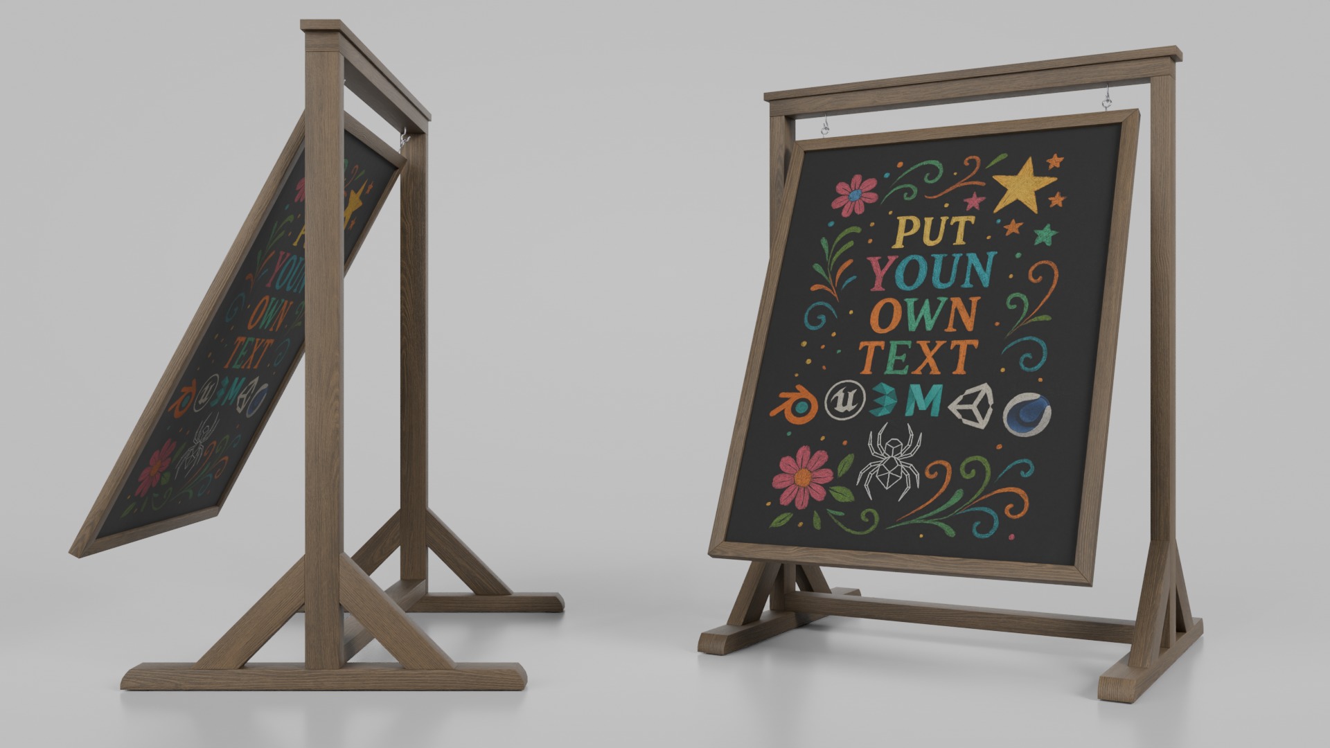 Customizable Compact and Versatile Chalkboard Signs 3D Model Collection_44