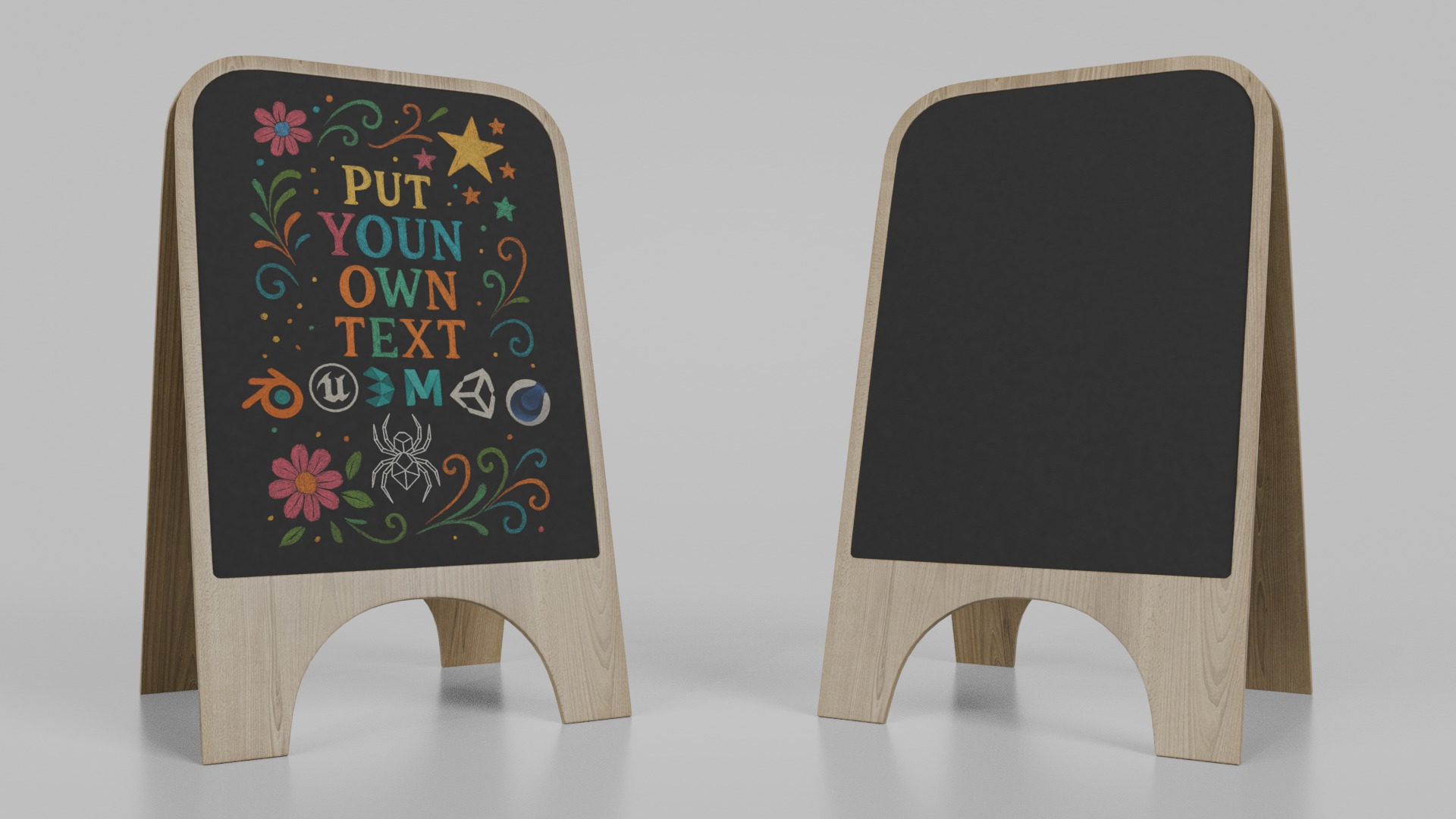 Customizable Compact and Versatile Chalkboard Signs 3D Model Collection_19