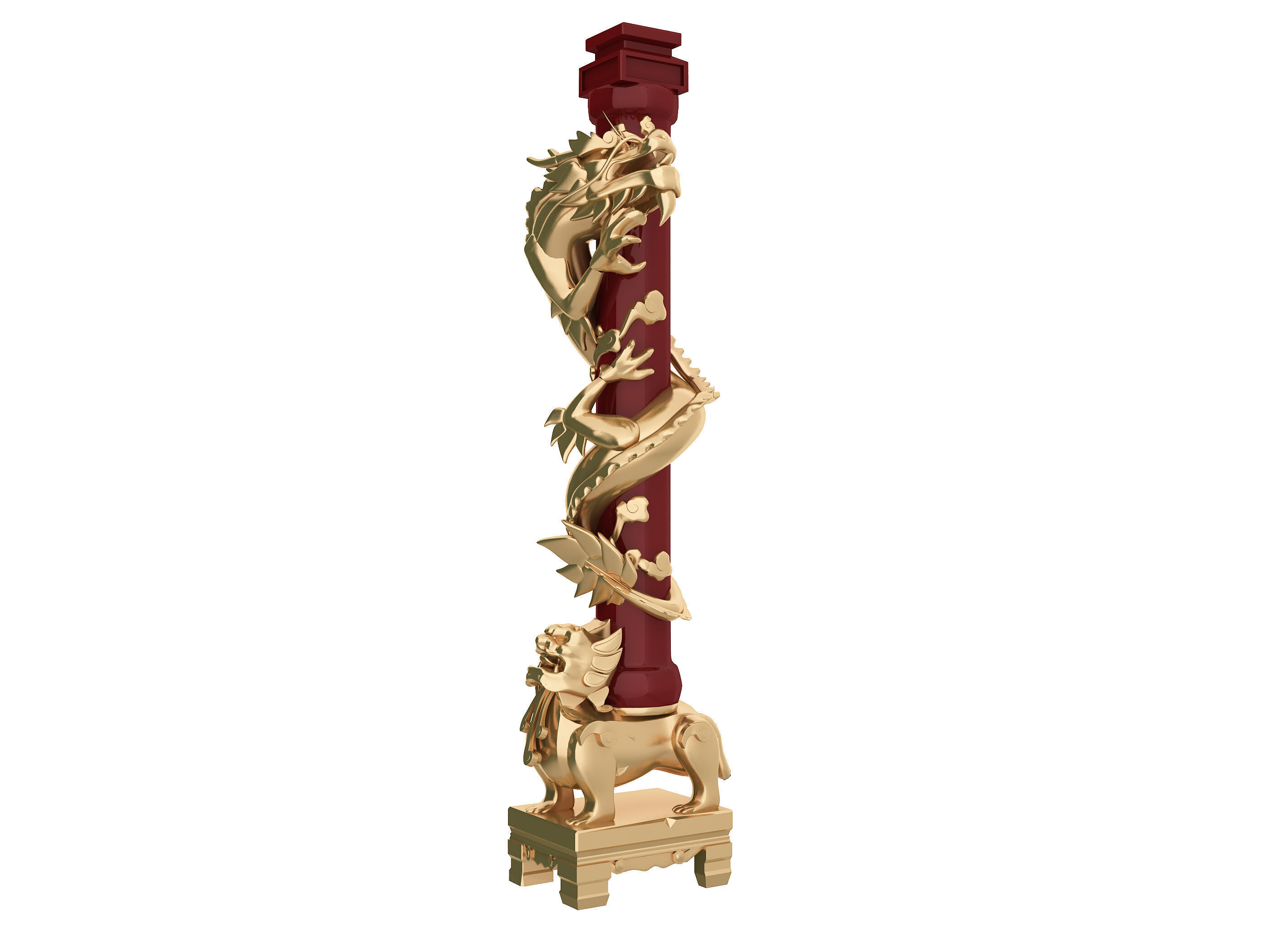 Chinese style pillars Low-poly 3D model_5