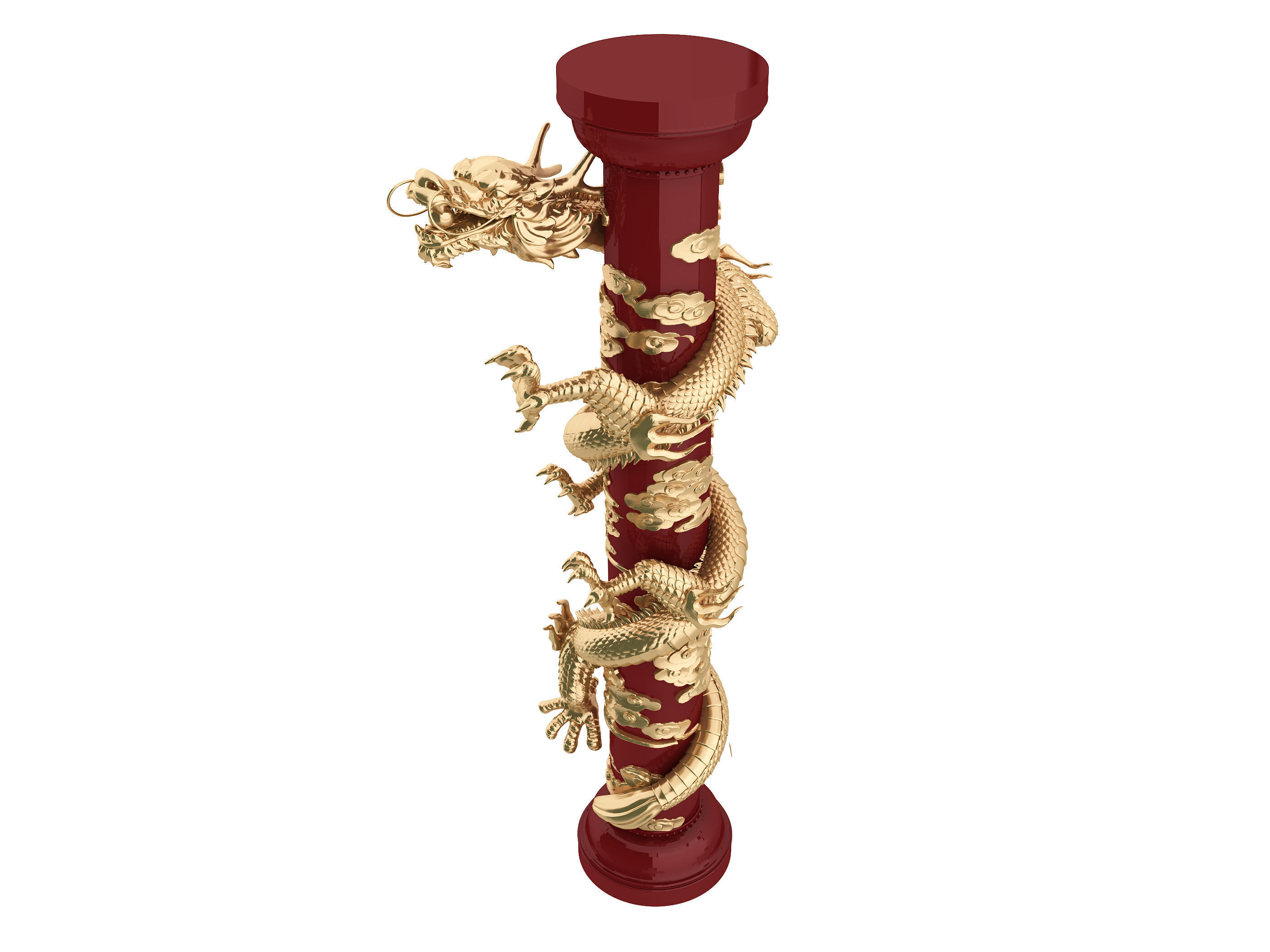Chinese style pillars Low-poly 3D model_3