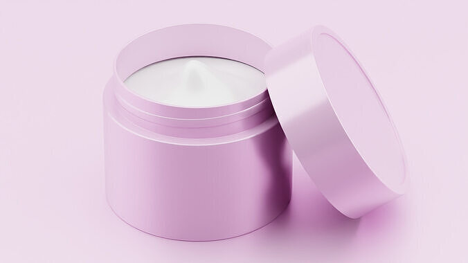 Cosmetic jar with cream 3D model