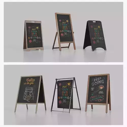 Ultimate Outdoor Advertising Chalkboard Signs 3D Model Collection