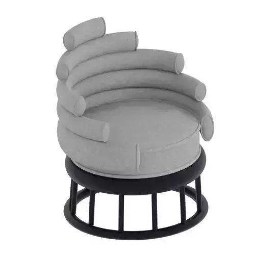 Designer round armchair with padded arched arms