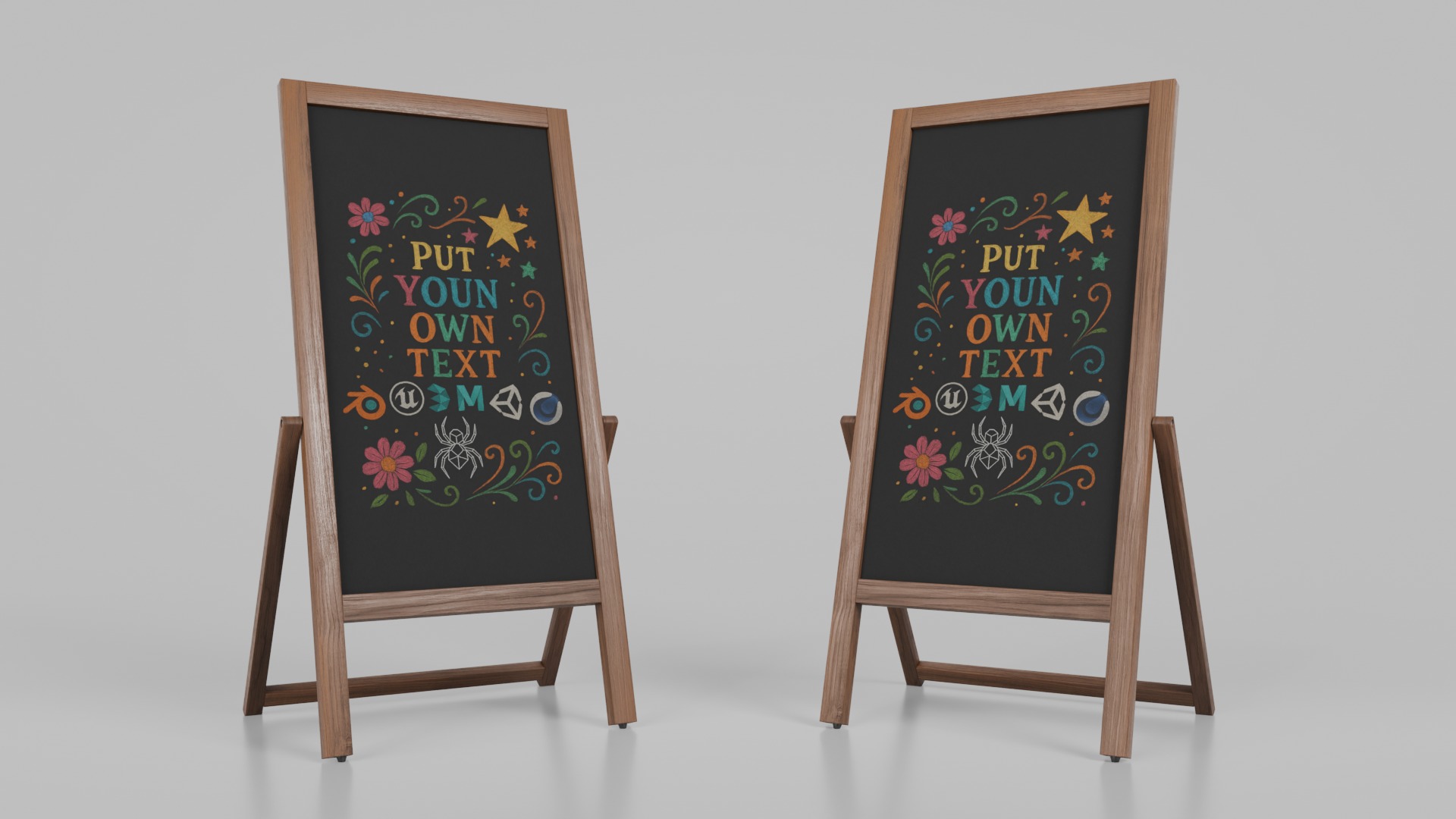 Complete Customizable Sidewalk Chalkboard Signs Bundle 3D Model Collection_27