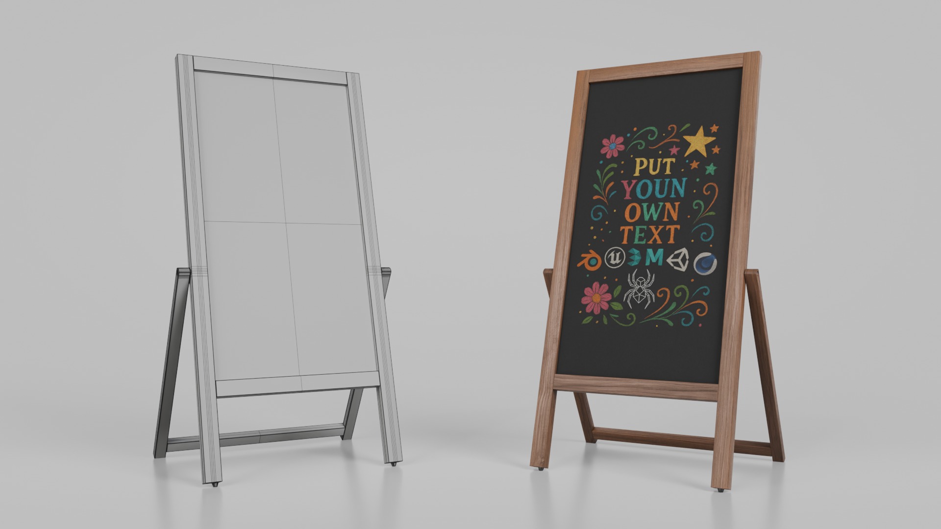 Complete Customizable Sidewalk Chalkboard Signs Bundle 3D Model Collection_30