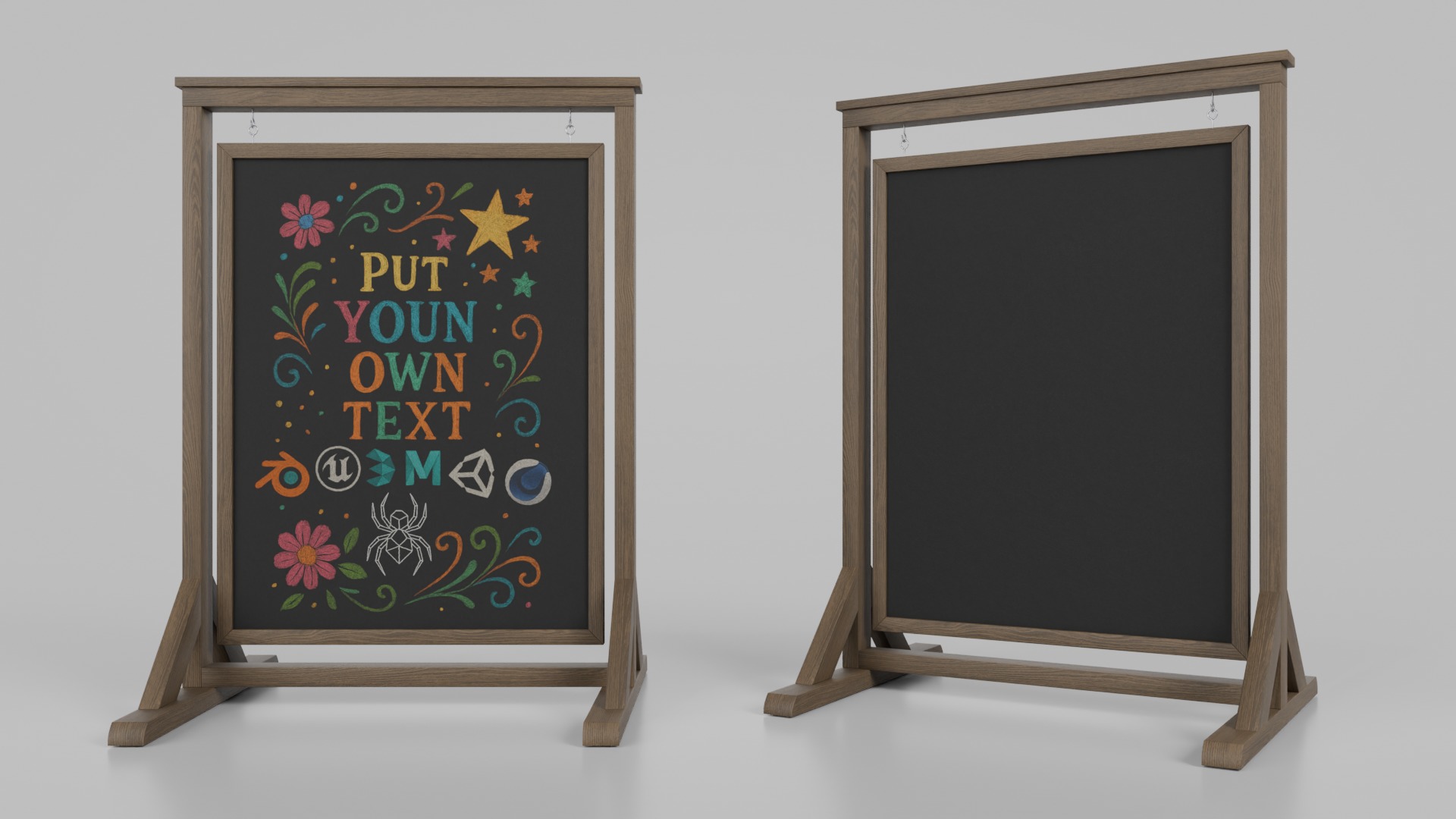 Complete Customizable Sidewalk Chalkboard Signs Bundle 3D Model Collection_39